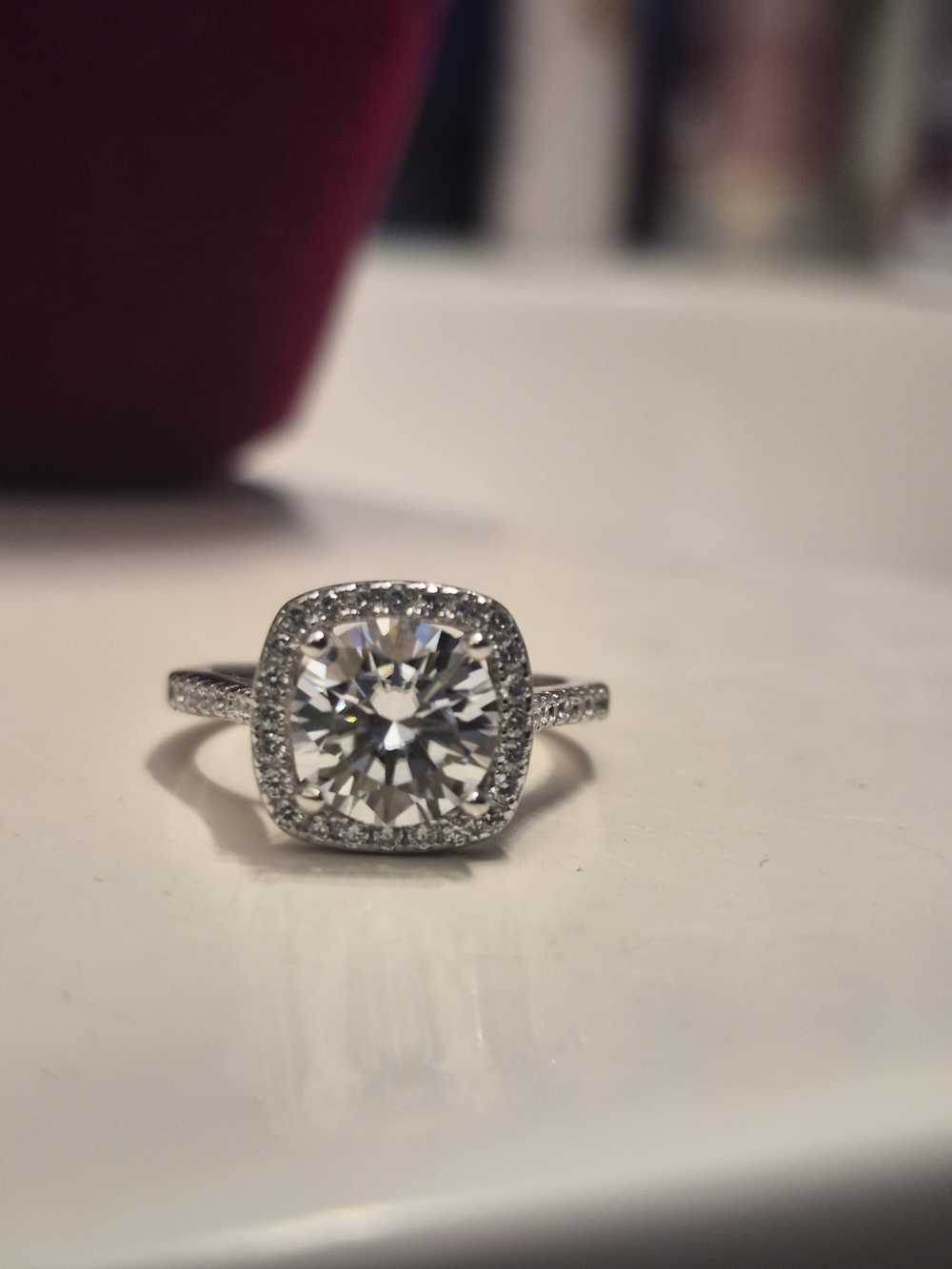 2.36 Carat * VVS1 clarity D color Halo Pavé Solitaire Moissanite Diamond Ring
